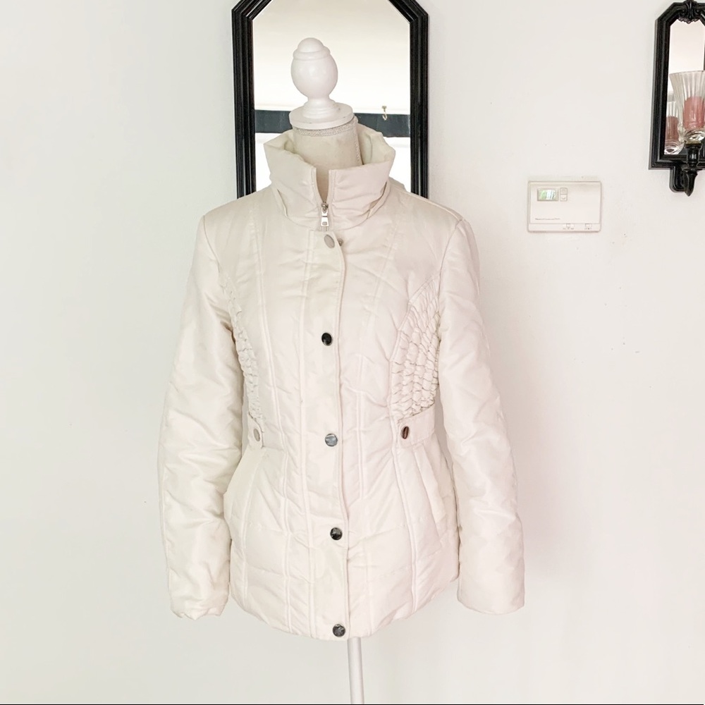 Intl Details Off White Beige Puffer Coat Size Medium